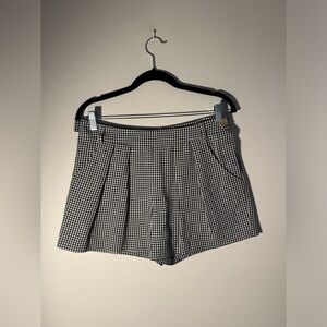 A.P.C. Black & White Gingham Pleated Front Shorts, Size 38